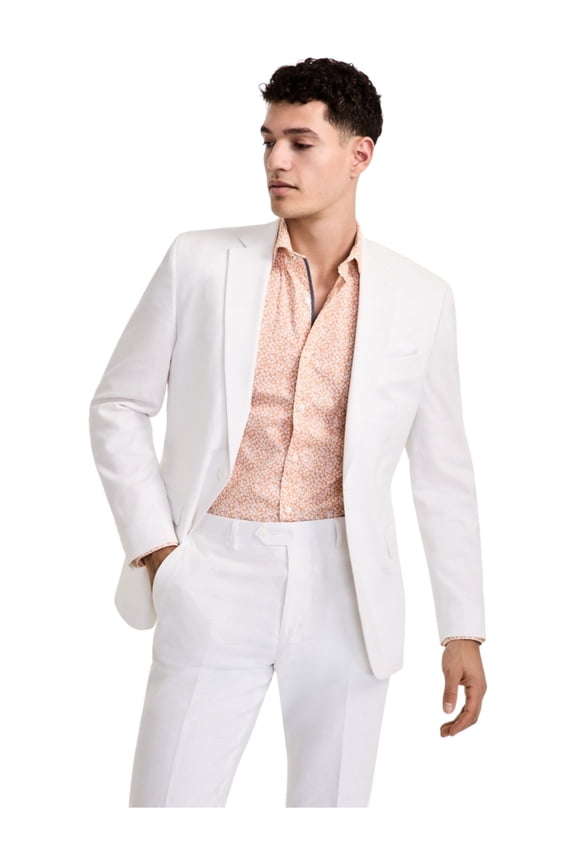 Mens Slim fit Suit Jacket Blazer 40 R White Solid