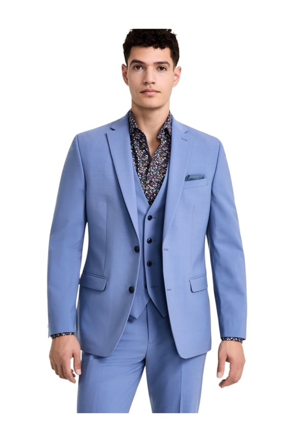 Mens Slim fit Suit Jacket Blazer 40 L Periwinkle Blue Solid Stretch