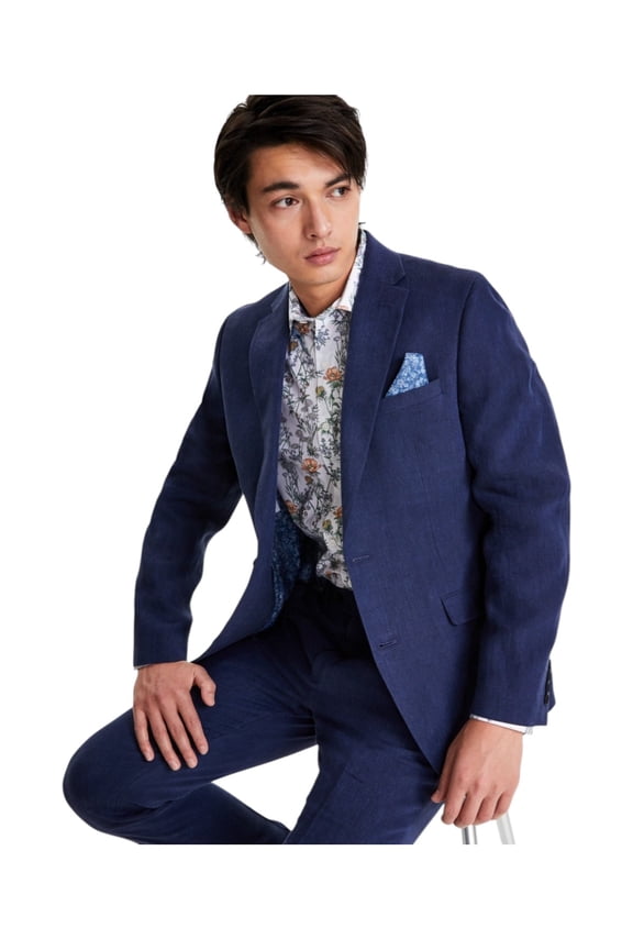 Mens Slim fit Suit Jacket Blazer 40 S Navy Blue Solid Stretch