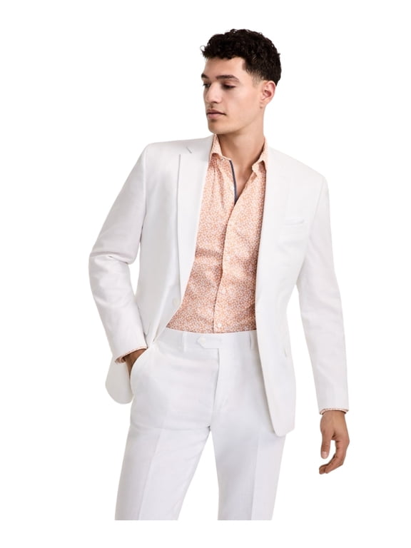 Mens Slim fit Summer Linen Suit Jacket Blazer 40 S White Sport Coat