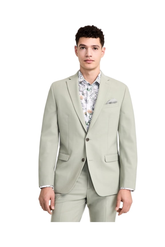 Mens Slim fit Suit Jacket Blazer 42 L Sage Green Solid Stretch