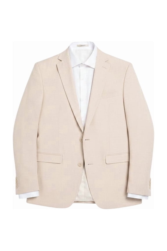Mens Slim fit Sport Coat Blazer 42 R Beige Solid Stretch Linen
