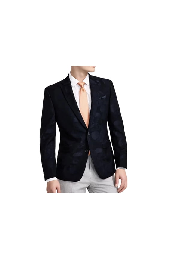 Mens Slim fit Suit Jacket Blazer 42 S Black Floral Stretch