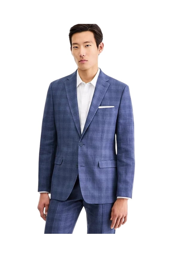 Mens Slim fit Suit Jacket Blazer 44 R Blue Plaid
