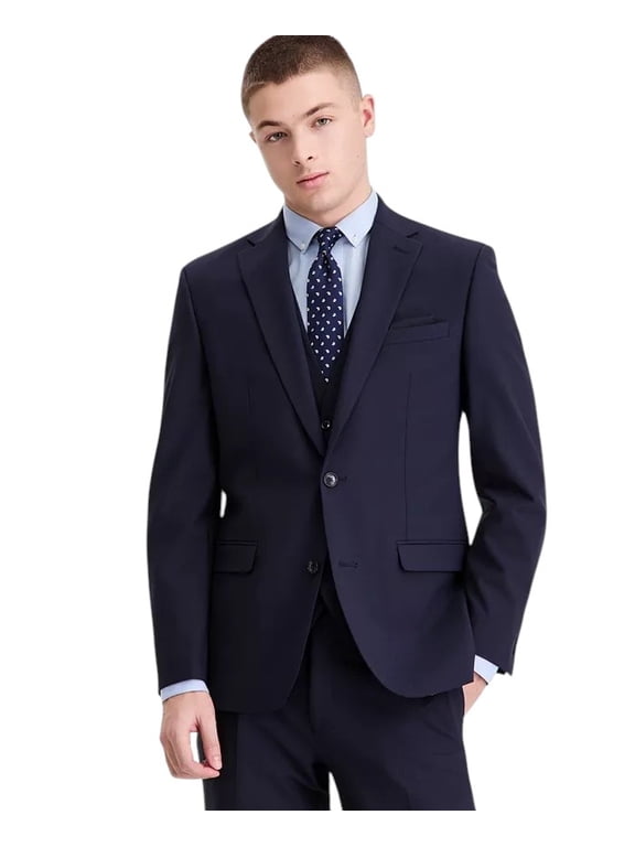 Mens Slim fit Wool Suit Jacket Blazer 44 S Navy Blue