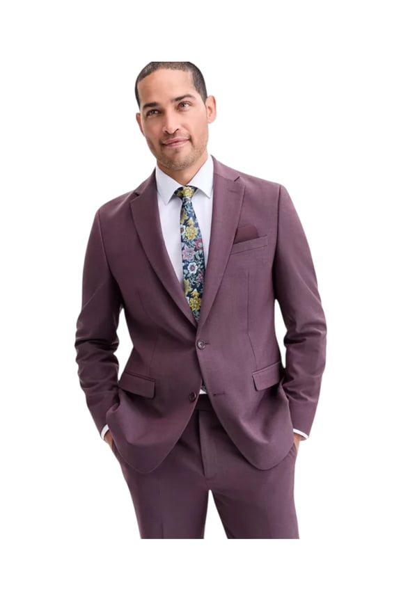 Mens Slim fit Suit Jacket Blazer 44 S Purple Solid Stretch Wool