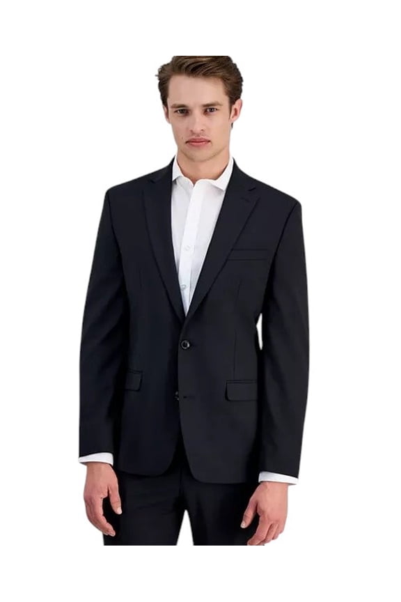 Mens Slim fit Suit Jacket Blazer 48 R Black Solid Stretch Wool