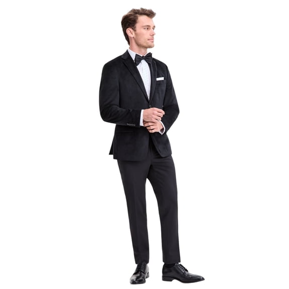 Bar Iii Mens Slim fit Velvet Sport Coat Blazer 38 R Black Solid Stretch