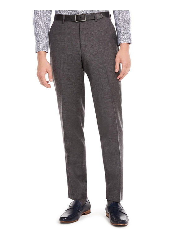 Mens Slim fit Wool Dress Pants 29 / 29 Charcoal Gray Solid