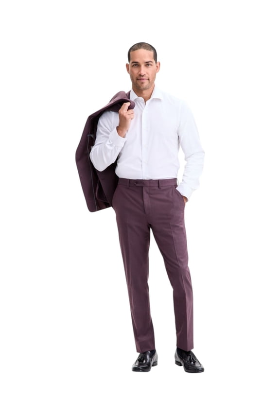 Mens Slim fit Wool Dress Pants 30 / 32 Plum Purple Solid