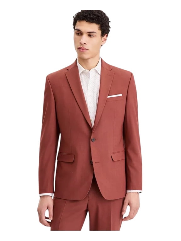 Mens Slim fit Wool Sport Coat Blazer 42 L Terracotta Red Solid