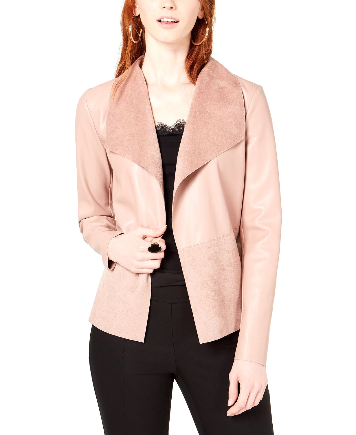 Bar Iii Moleskin Drape-Front Jacket Title: M/Rose 