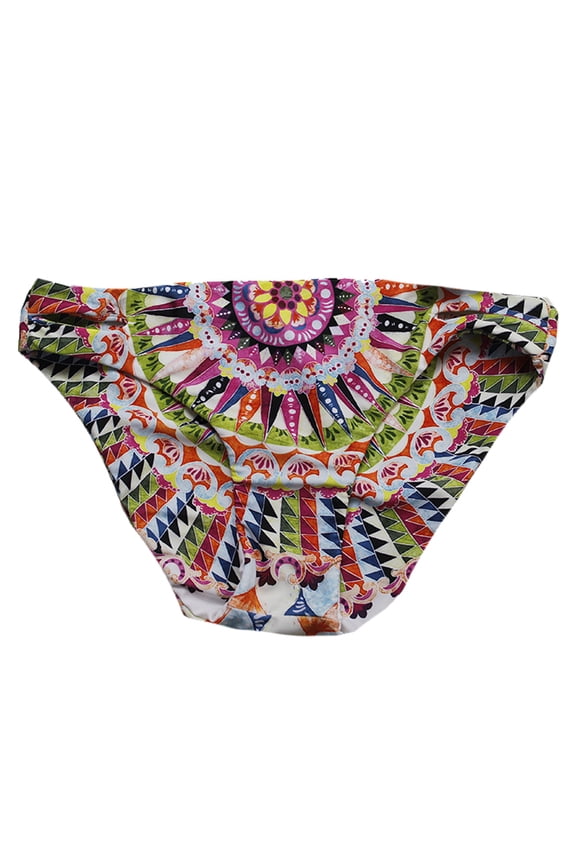 Pink Multi Cartwheels Printed Reversible Cutout Bikini Bottom XS