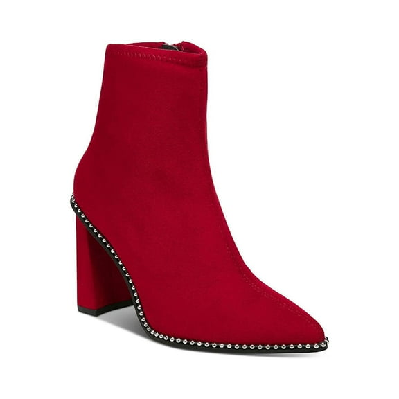 Bar Iii Women's Layneef Studded Block Heel Bootie, Red Mc,5.5 M US