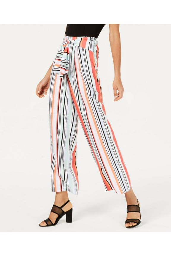 Womens Belted Casual Wide Leg Pants