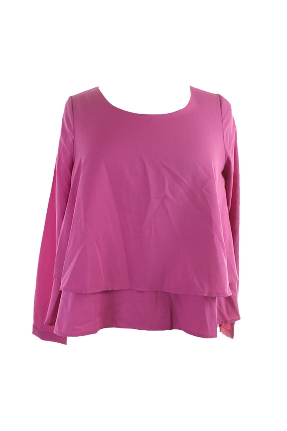 Womens Berry Frost Long-Sleeve Scoop-Neck Cropped Top L