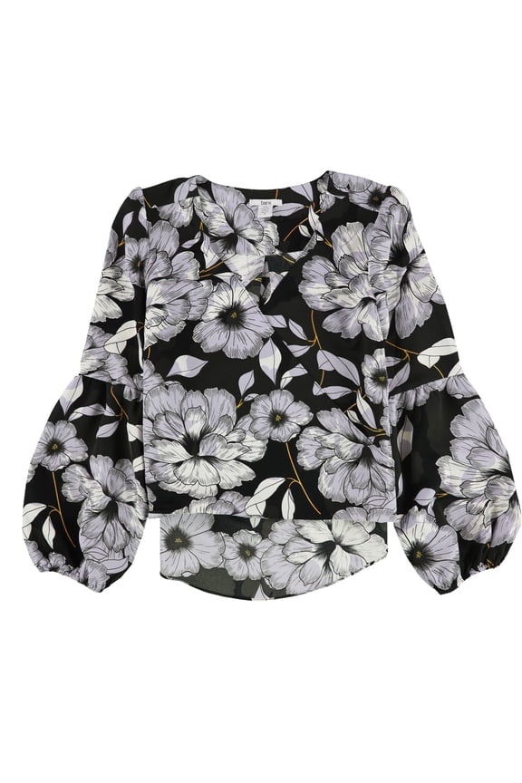 Womens Blouson-Sleeve Knit Blouse