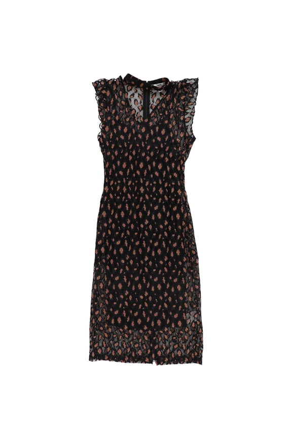 Womens Cheetah Lace Midi Dress
