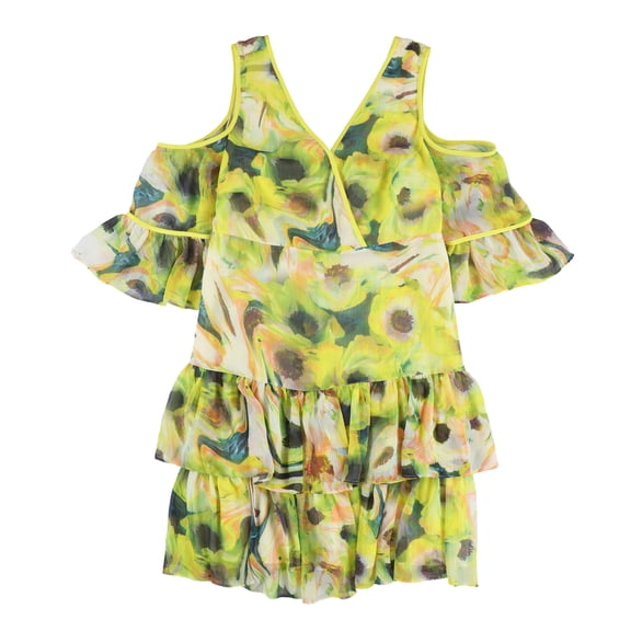 Bar Iii Womens Cold Shoulder Ruffled A-Line Dress