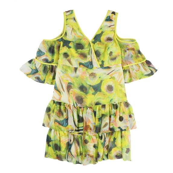 Bar Iii Womens Cold Shoulder Ruffled A-Line Dress