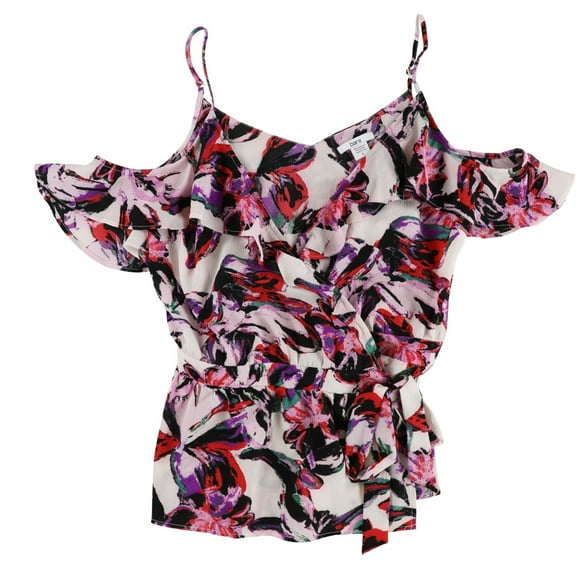 Bar Iii Womens Cold Shoulder Wrap Blouse