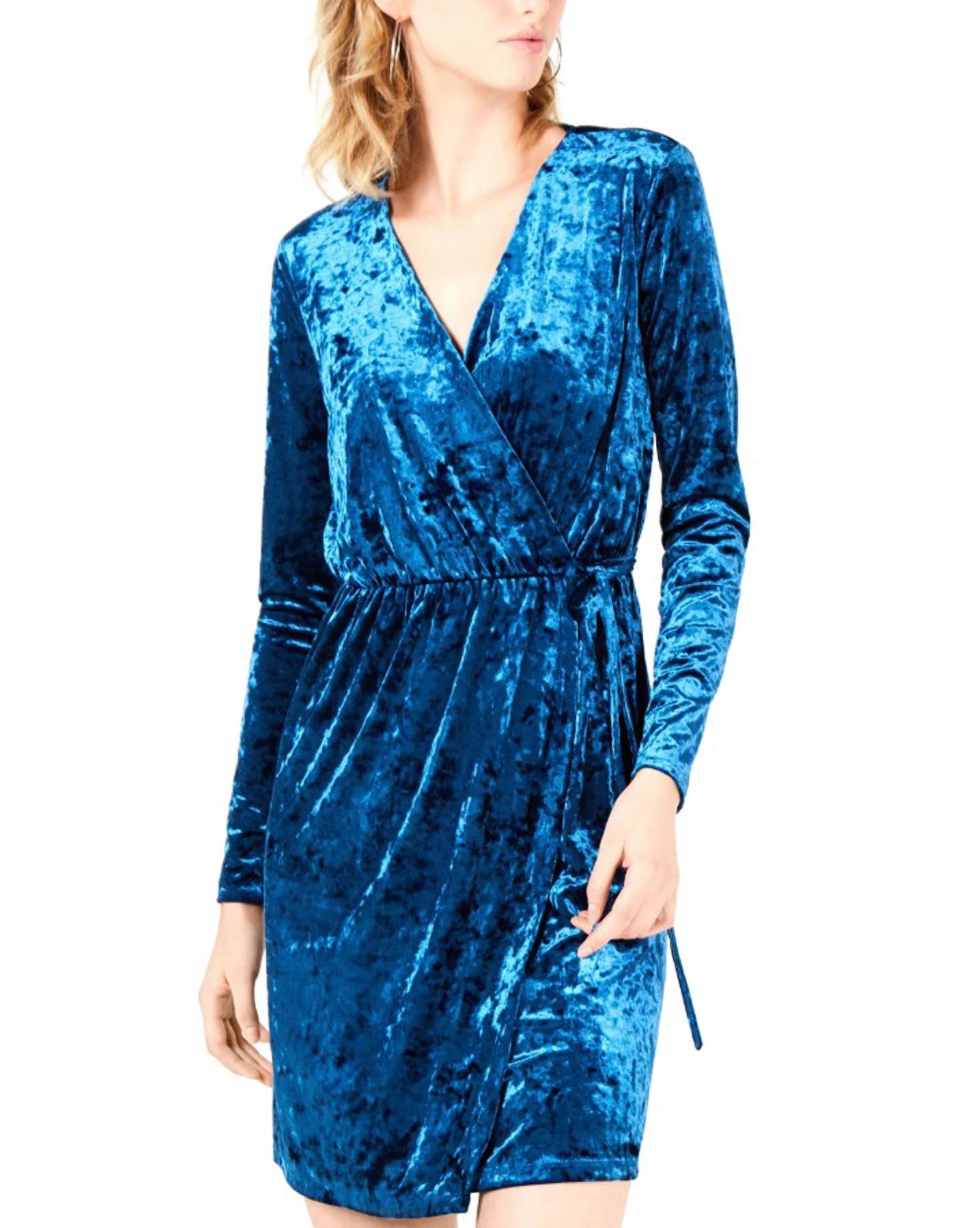 Bar Iii Womens Crushed Velvet Wrap Dress Walmart
