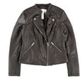 thumbnail image 1 of Bar Iii Womens Fauxz Leather Motorcycle Jacket, 1 of 3