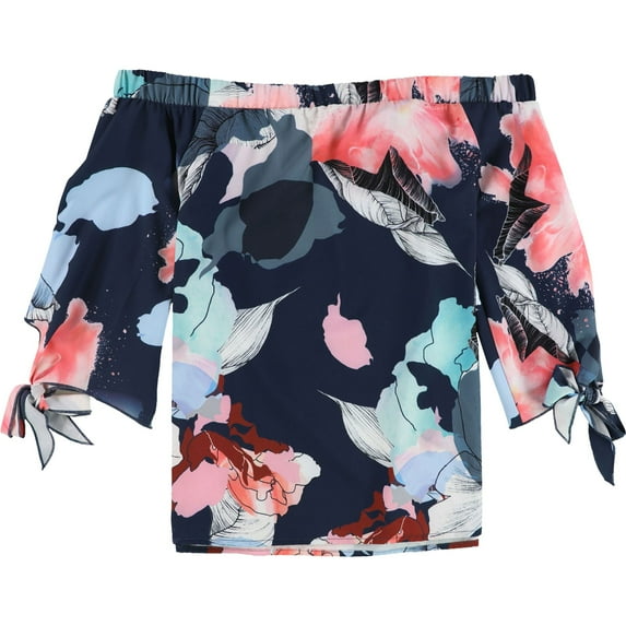 Bar Iii Womens Floral-Print Off The Shoulder Blouse