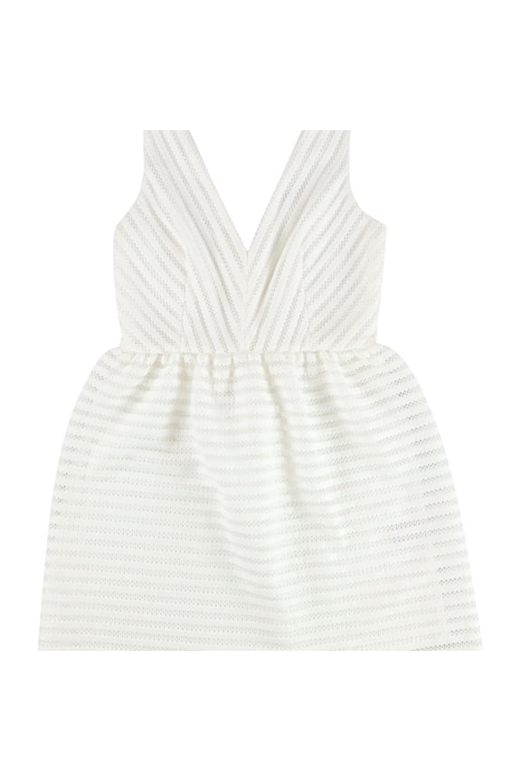 Womens Illusion-Stripe Fit & Flare Dress