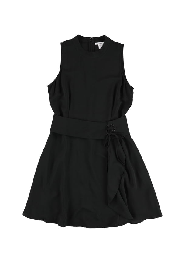 Womens Lace-Up-Waist Fit & Flare Dress