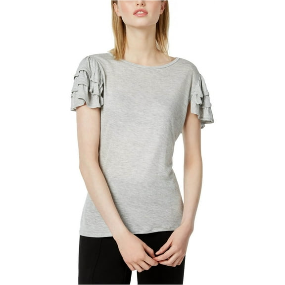Bar Iii Womens Ruffled Basic T-Shirt