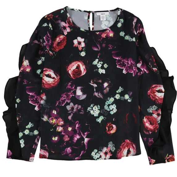 Bar Iii Womens Ruffled Floral Pullover Blouse