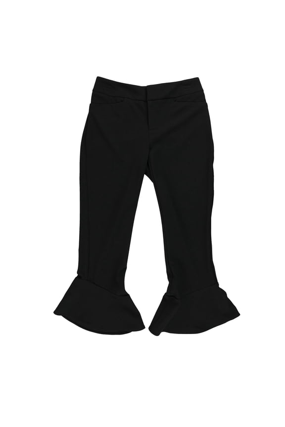 Womens Ruffled-Hem Casual Trouser Pants