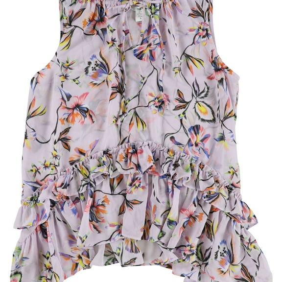 Bar Iii Womens Ruffled High Low Sleeveless Blouse Top