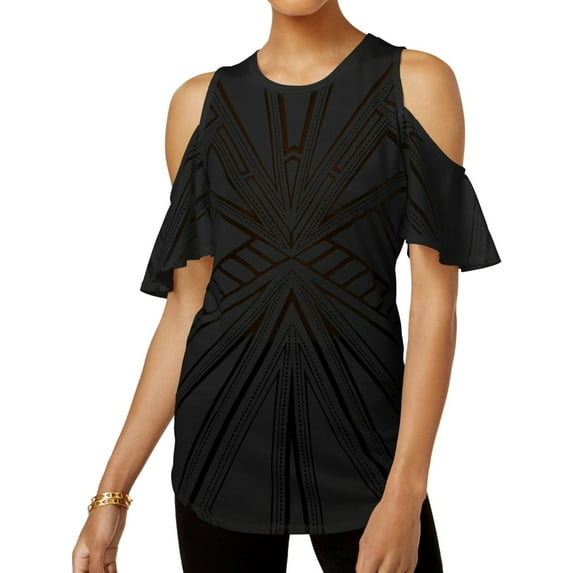 Bar Iii Womens Sheer Burnout Knit Blouse