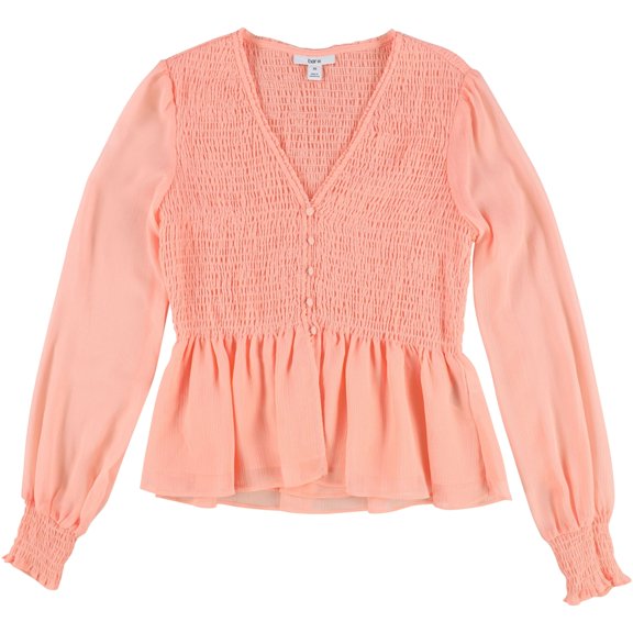 Bar Iii Womens Smocked Peplum Blouse