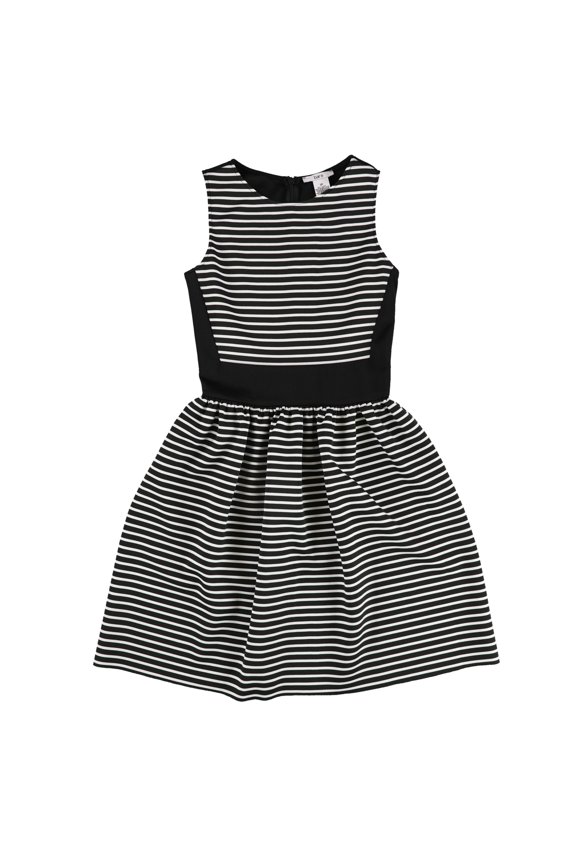 Womens Striped Fit & Flare Shift Dress