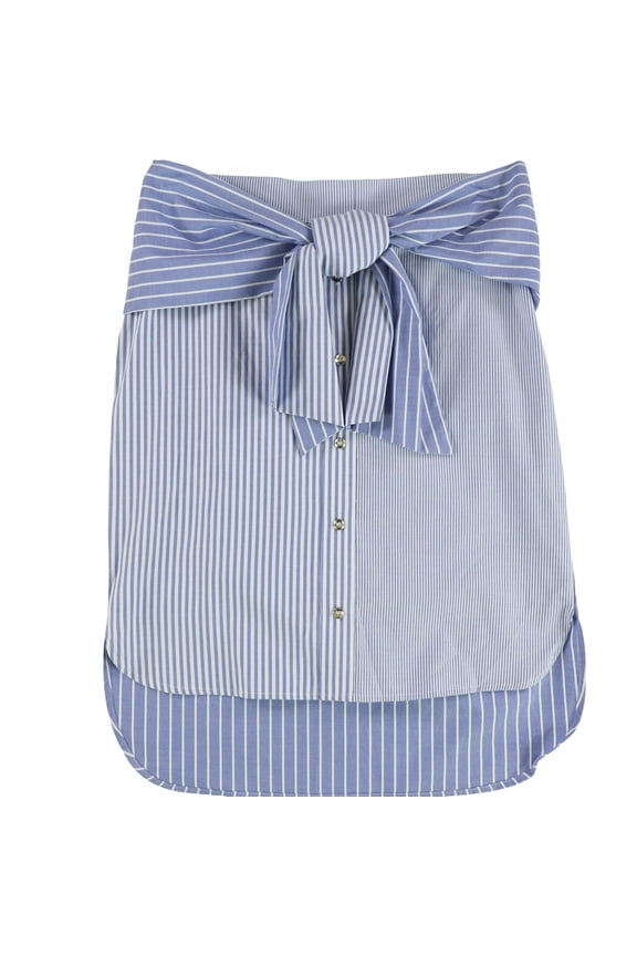 Womens Striped High-Low Skirt, Blue, Small