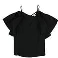 thumbnail image 1 of Bar Iii Womens Studded Flounce Cold Shoulder Blouse, 1 of 2