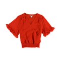 thumbnail image 1 of Bar Iii Womens Surplice Ruffle Pullover Blouse, 1 of 2
