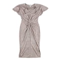 thumbnail image 1 of BAR III $69 Womens New 1112 Pink Twisted V Neck Short Sleeve Sheath Dress S B+B, 1 of 2