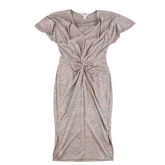 BAR III $69 Womens New 1112 Pink Twisted V Neck Short Sleeve Sheath Dress S B+B