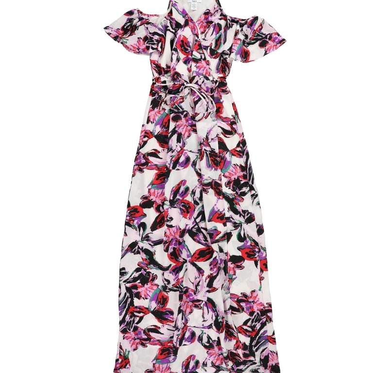 Bar Iii Womens Watercolor Cold-Shoulder Maxi Dress - Walmart.com