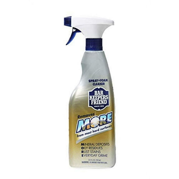Bar Keepers Friend More Spray + Foam (25.4 oz) | Multipurpose Spray Cleanser and Rust Stain Remover | for Use on Countertops, Sinks, Bathtubs, Showers, Fixtures, Tile, and More (2)