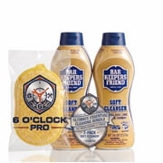 Bar Keepers Friend Soft Cleanser 2-Pack 26 oz with 6 OCLOCK PRO Microfiber Scrub Pad   Heavy Duty All-Purpose Stain, Rust & Lime Remover for Kitchen Sink, Cookware, Stove Top, Bathroom & Porcelain