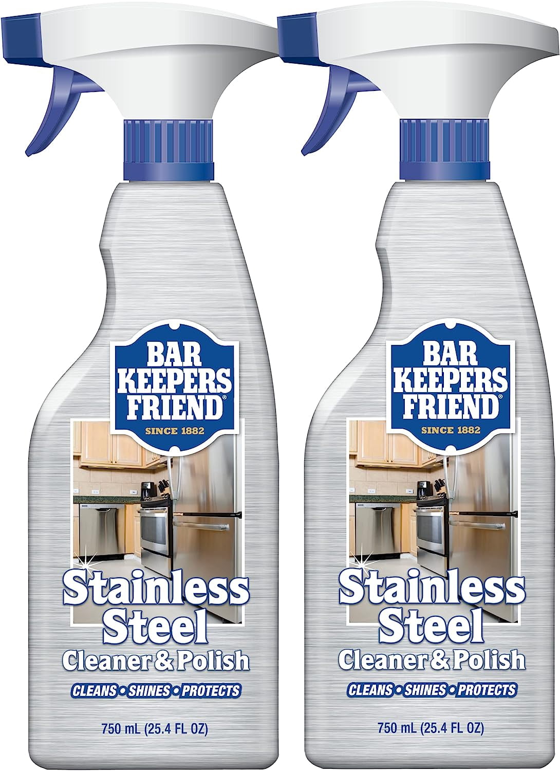 Bar Keepers Friend Stainless Steel Cleaner and Polish Spray (2 x 25.4 oz) Removes Oily