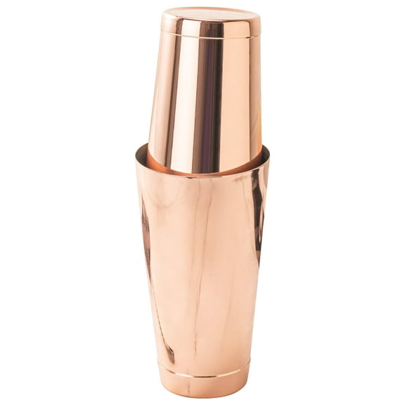 Bar Lux 24 oz Copper-Plated Stainless Steel Cocktail Shaker Tin - Weighted - 3 1/2" x 3 1/2" x 6 1/2" - 1 count box