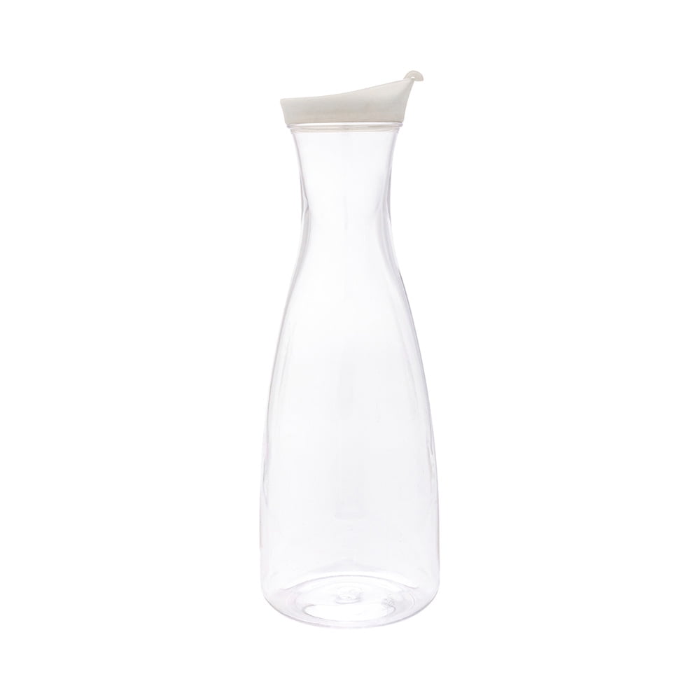Glass Carafe Pitcher Clear Zero Lead for Water, Wine, Milk, Juice, Mimosa Bar with Lids 1 Liter 34 Ounces Pack of 3