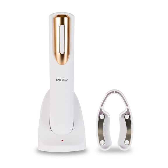 Bar Lux White and Rose Gold Electric Wine Opener - with Charging Base and Wine Foil Cutter - 1 count box