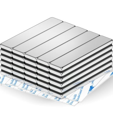 Bar Magnet, Rare Earth Magnets, Neodymium Bar Magnets with Double-Sided Adhesive for Fridge, Garage, Kitchen, Science, Craft, Office - 60 x 10 x 3mm (60x10x3-30P, Silver)